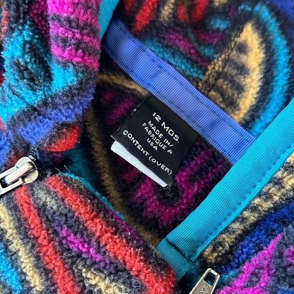 Made in USA Patagonia Geometric Pattern Fleece Bunting Vintage 12 Mo - Picture 6 of 15